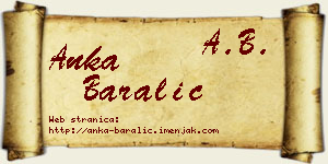 Anka Baralić vizit kartica